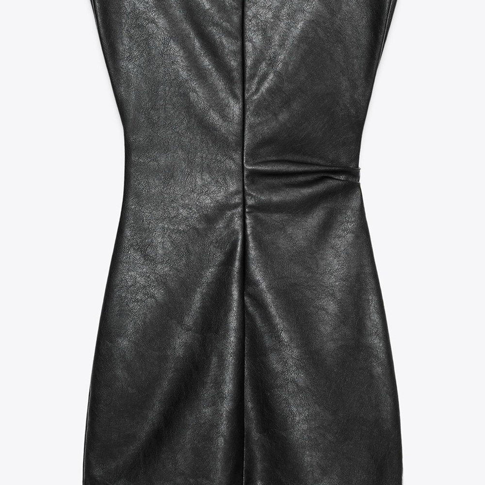 Zara Black Faux Leather Mini Dress
